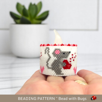 VALENTINE MICE: Peyote Stitch Beaded Tea Light Cover Pattern by Bead with Bugs
