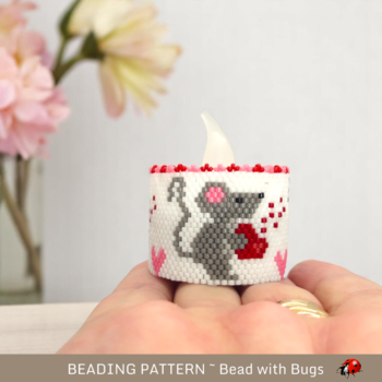 VALENTINE MICE: Peyote Stitch Beaded Tea Light Cover Pattern by Bead with Bugs