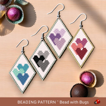VALENTINE SERIES:  Brick Stitch Beaded Earrings Pattern by Bead with Bugs