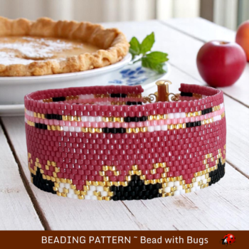 VERY CHERRY: A Peyote Stitch Beaded Bracelet Pattern by Bead with Bugs