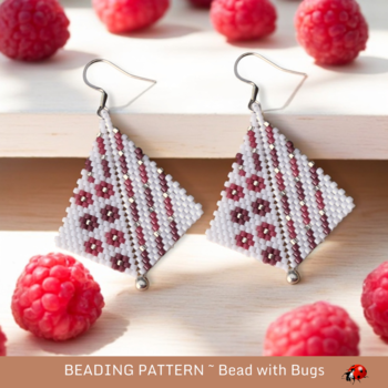 WINEBERRY : Peyote Stitch Kite Earring Pattern by Bead with Bugs