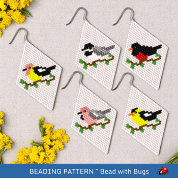 BACKYARD BIRDS:  Brick Stitch Beaded Earrings Pattern by Bead with Bugs