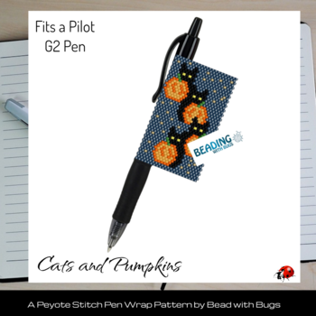 CATS AND PUMPKINS: Peyote Stitch Beaded Pen Wrap by Bead with Bugs