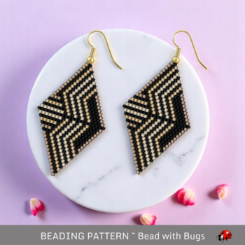 CROSSBOW:  Brick Stitch Beaded Earrings Pattern by Bead with Bugs