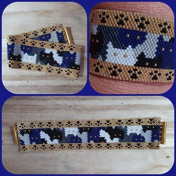 CAT CROWD: A Peyote Stitch Beaded Bracelet Pattern by Bead with Bugs