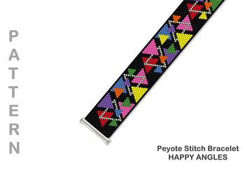 HAPPY ANGLES: A Peyote Stitch Beaded Bracelet Pattern by Bead with Bugs