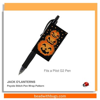 JACK O'LANTERNS:  Peyote Stitch Beaded Pen Wrap by Bead with Bugs