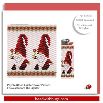 GNOMES:  Peyote Stitch Beaded Lighter Cover by Bead with Bugs