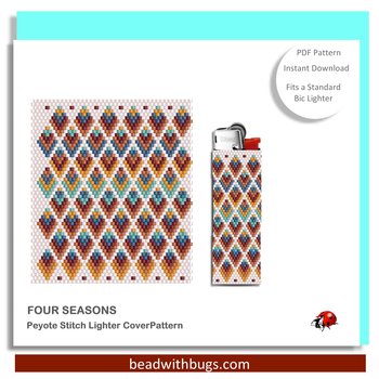 FOUR SEASONS:  Peyote Stitch Beaded Lighter Cover by Bead with Bugs