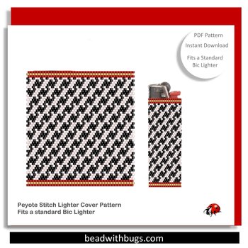 HOUNDSTOOTH:  Peyote Stitch Beaded Lighter Cover by Bead with Bugs
