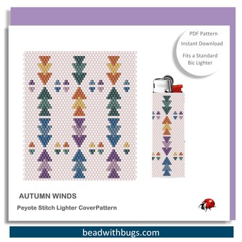 AUTUMN WINDS:  Peyote Stitch Beaded Lighter Cover by Bead with Bugs