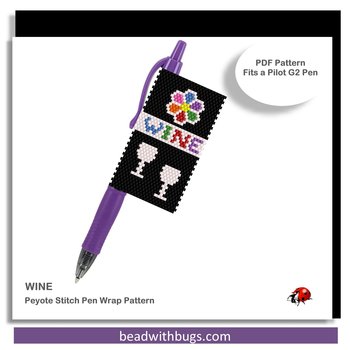 BRIGHT WINE: Peyote Stitch Beaded Pen Wrap by Bead with Bugs