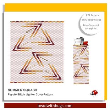 SUMMER SQUASH:  Peyote Stitch Beaded Lighter Cover by Bead with Bugs