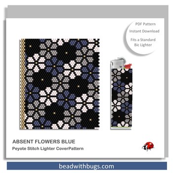 ABSENT FLOWERS:  Peyote Stitch Beaded Lighter Cover by Bead with Bugs