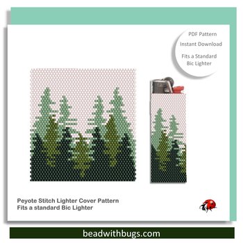 DEEP WOODS:  Peyote Stitch Beaded Lighter Cover by Bead with Bugs