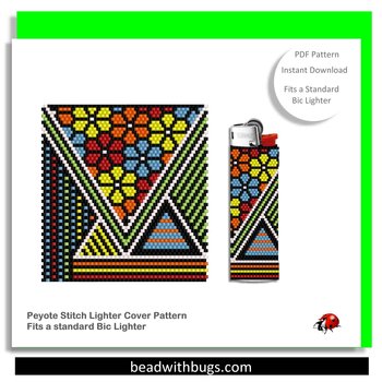 CRAZY ABSTRACT:  Peyote Stitch Beaded Lighter Cover by Bead with Bugs