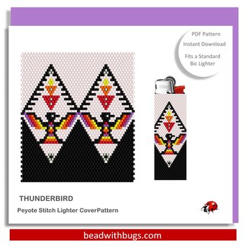 THUNDERBIRD:  Peyote Stitch Beaded Lighter Cover by Bead with Bugs