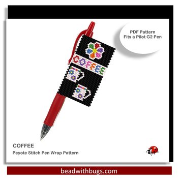 BRIGHT COFFEE: Peyote Stitch Beaded Pen Wrap by Bead with Bugs