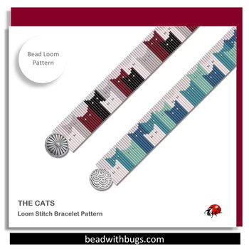 THE CATS:  A Loom Beaded Bracelet Pattern by Bead with Bugs
