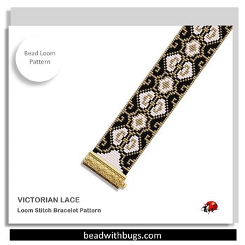 VICTORIAN LACE:  A Loom Beaded Bracelet Pattern by Bead with Bugs