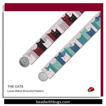 THE CATS:  A Loom Beaded Bracelet Pattern by Bead with Bugs