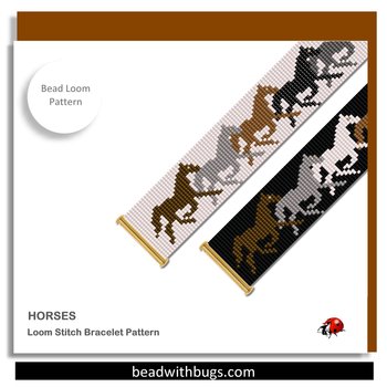 HORSES:  A Loom Beaded Bracelet Pattern by Bead with Bugs