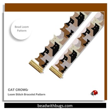 CAT CROWD:  A Loom Beaded Bracelet Pattern by Bead with Bugs