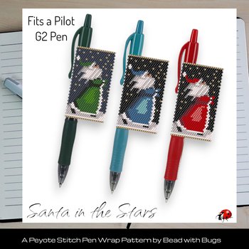 SANTA in the STARS: Peyote Stitch Beaded Pen Wrap by Bead with Bugs