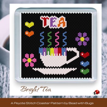 BRIGHT TEA: Peyote Stitch Beaded Coaster Pattern by Bead with Bugs