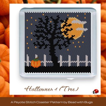 HALLOWEEN 4: Peyote Stitch Beaded Coaster Pattern by Bead with Bugs