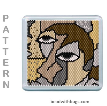 NEUTRAL ABSTRACTS: Peyote Stitch Beaded Coaster Pattern by Bead with Bugs