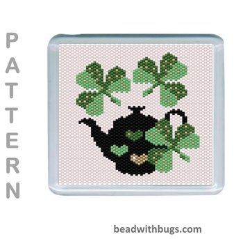 THE SHAMROCKS SET: Peyote Stitch Beaded Coaster Pattern by Bead with Bugs