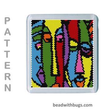THE ABSTRACT SET: Peyote Stitch Beaded Coaster Pattern by Bead with Bugs