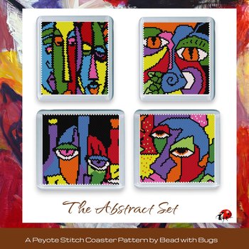 THE ABSTRACT SET: Peyote Stitch Beaded Coaster Pattern by Bead with Bugs