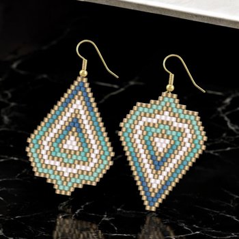 AQUA OMBRE:  Brick Stitch Beaded Earrings Pattern by Bead with Bugs