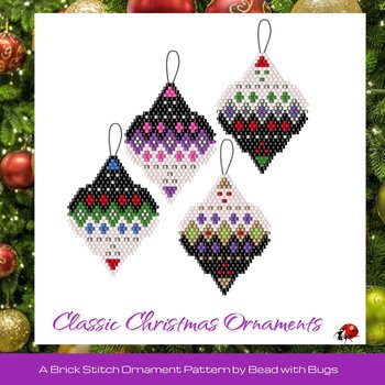 CLASSIC CHRISTMAS:  Beaded Brick Stitch Ornament Pattern by Bead with Bugs