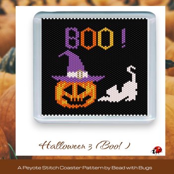 HALLOWEEN 3: Peyote Stitch Beaded Coaster Pattern by Bead with Bugs