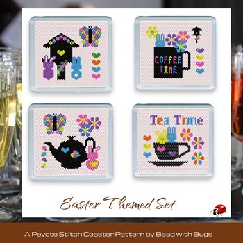EASTER THEMED SET: Peyote Stitch Beaded Coaster Pattern by Bead with Bugs