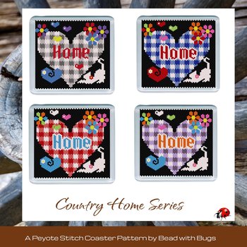 COUNTRY HOME Themed Set: Peyote Stitch Beaded Coaster Pattern by Bead with Bugs