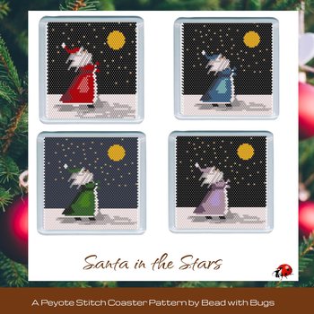 SANTA in the STARS: Peyote Stitch Beaded Coaster Pattern by Bead with Bugs