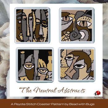 NEUTRAL ABSTRACTS: Peyote Stitch Beaded Coaster Pattern by Bead with Bugs