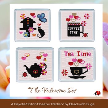 THE VALENTINE SET: Peyote Stitch Beaded Coaster Pattern by Bead with Bugs