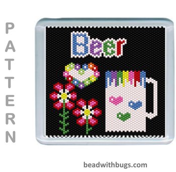 THE BEVERAGES SET: Peyote Stitch Beaded Coaster Pattern by Bead with Bugs