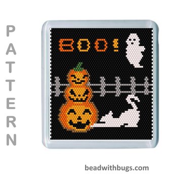 THE HALLOWEEN SET: Peyote Stitch Beaded Coaster Pattern by Bead with Bugs