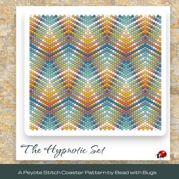 THE HYPNOTIC SET: Peyote Stitch Beaded Coaster Pattern by Bead with Bugs