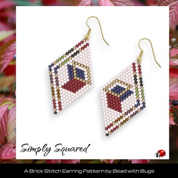 SIMPLY SQUARED:  Brick Stitch Beaded Earrings Pattern by Bead with Bugs
