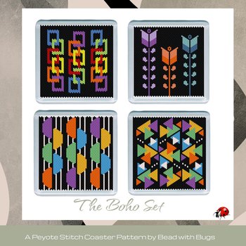 THE BOHO SET: Peyote Stitch Beaded Coaster Pattern by Bead with Bugs