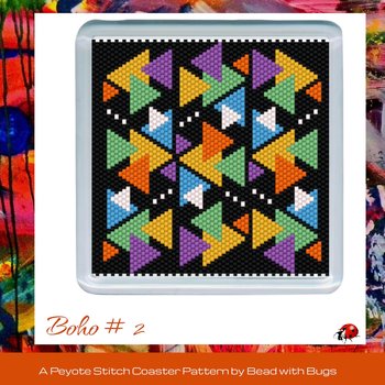 BOHO # 2: Peyote Stitch Beaded Coaster Pattern by Bead with Bugs