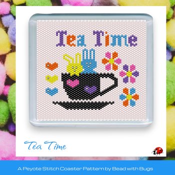 EASTER TEA TIME: Peyote Stitch Beaded Coaster Pattern by Bead with Bugs