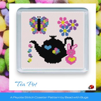 EASTER TEA POT: Peyote Stitch Beaded Coaster Pattern by Bead with Bugs